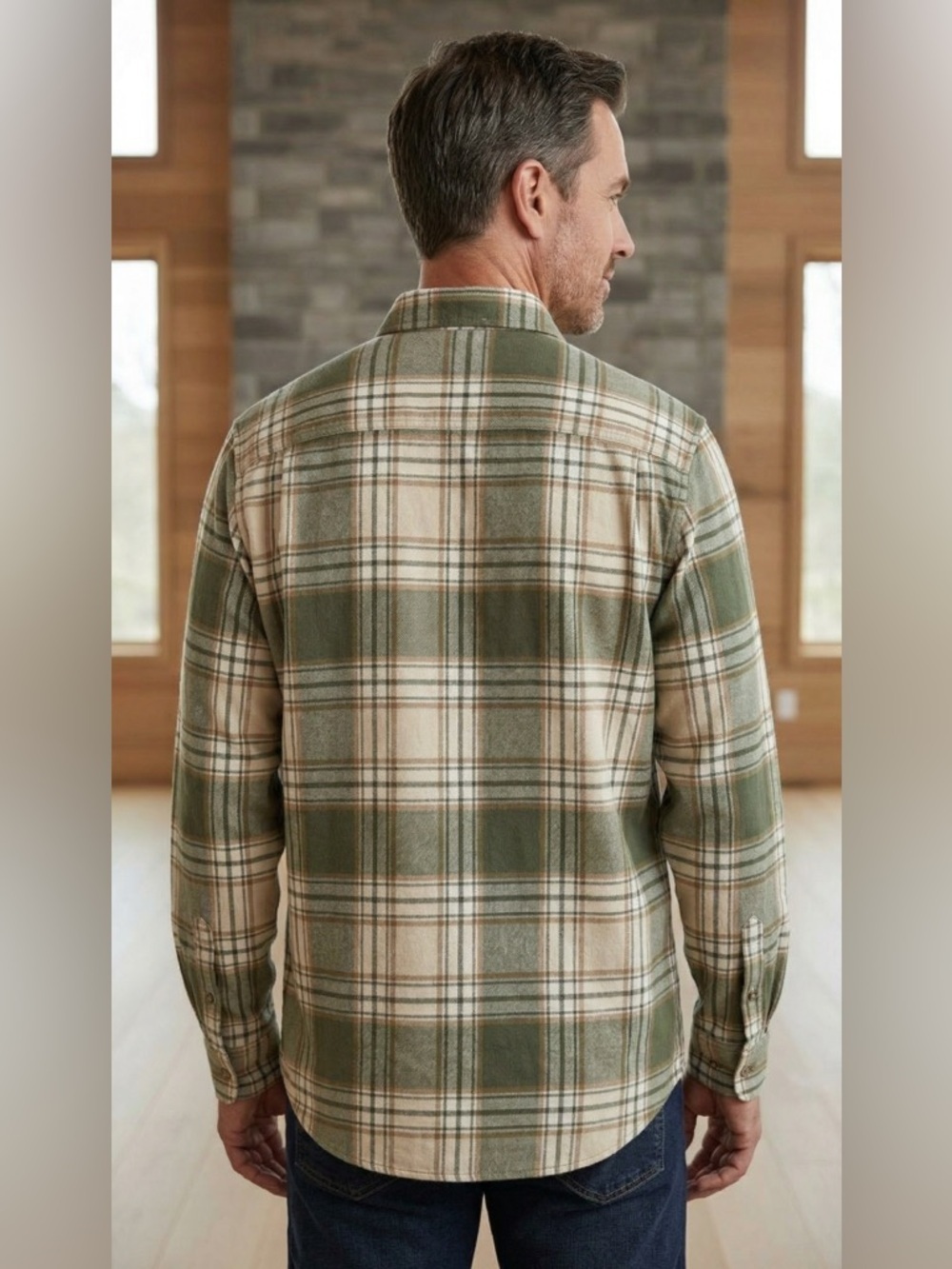 Lucky Brand Green and White Plaid Men's Shirt - Picture 2 of 5